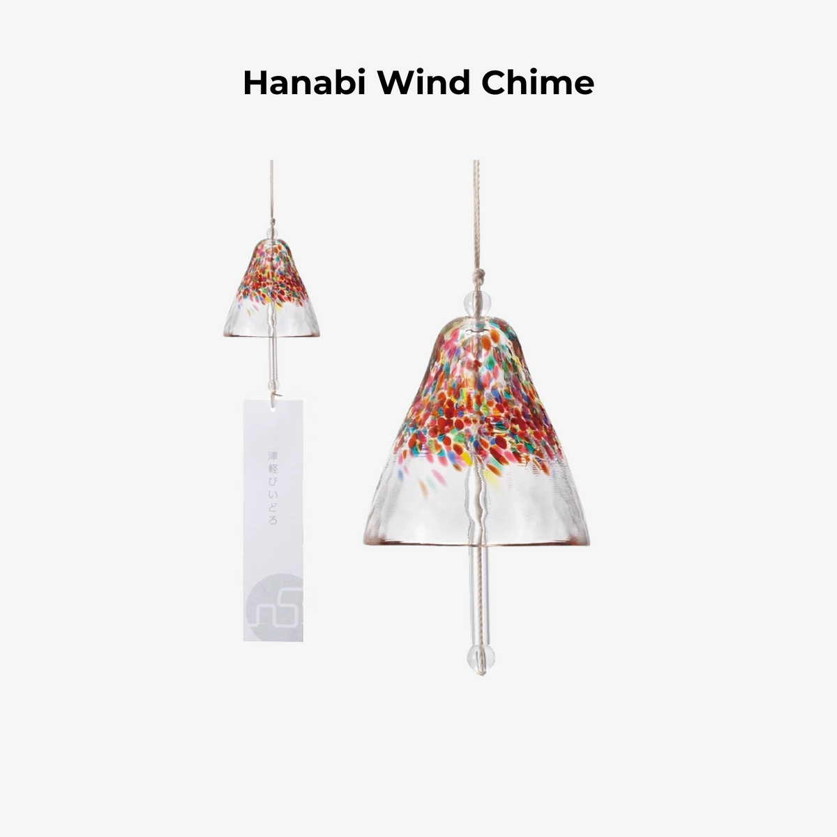 Glass Wind Chime Handcrafted Japanese Aderia Hand-Blown Hand-Painted Furin Home Decor Gift Made in Japan