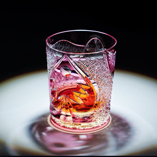 Whiskey Glass Ruby Nocturne | Edo Kiriko Pink Crystal Night Artisan
