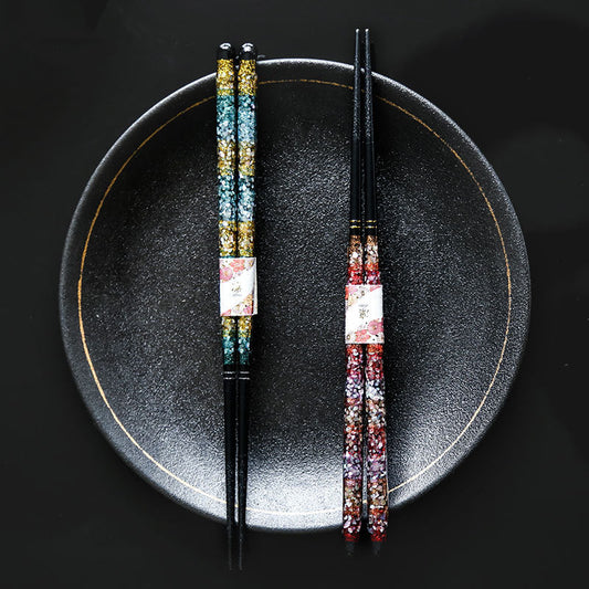 Chopsticks | Starry Night Handcrafted Japanese Solid Wood Silver Blossom Design
