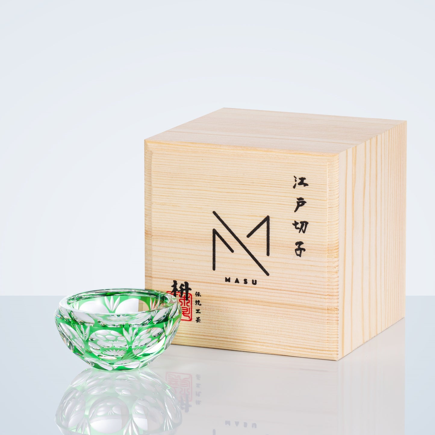 Luxury Whiskey Glass Edo Kiriko Jade Blossom Hand-Carved Crystal | Japanese Artisan Glassware
