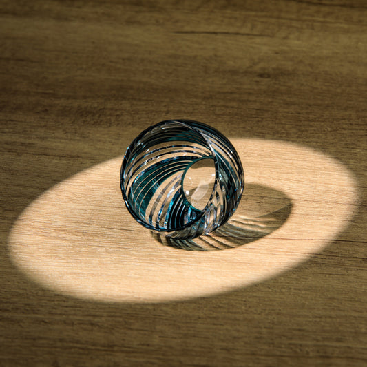 Sake Cup Edo Kiriko Kizashi Guinomi Hand-Cut Crystal | Kiku Yarai Blue Grey Purple Japanese Glassware
