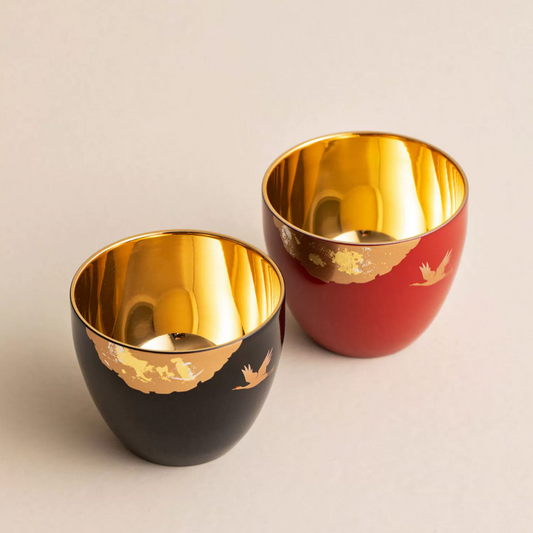 Japanese Lacquer Goblet Golden Crane | Yamanaka Shikki