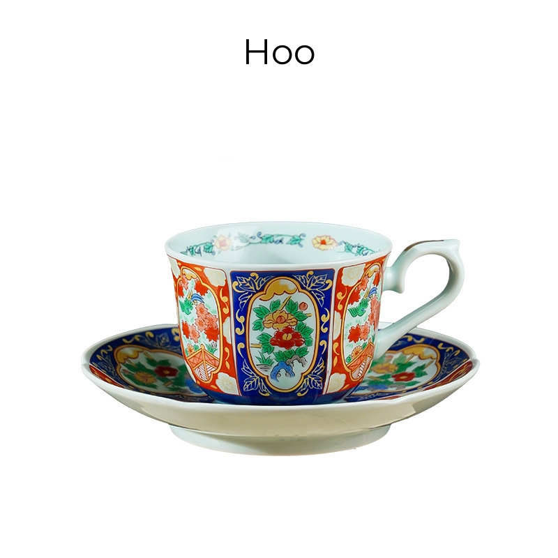Japanese Tea Cup & Saucer Set – Mino Ware Kachofugetsu