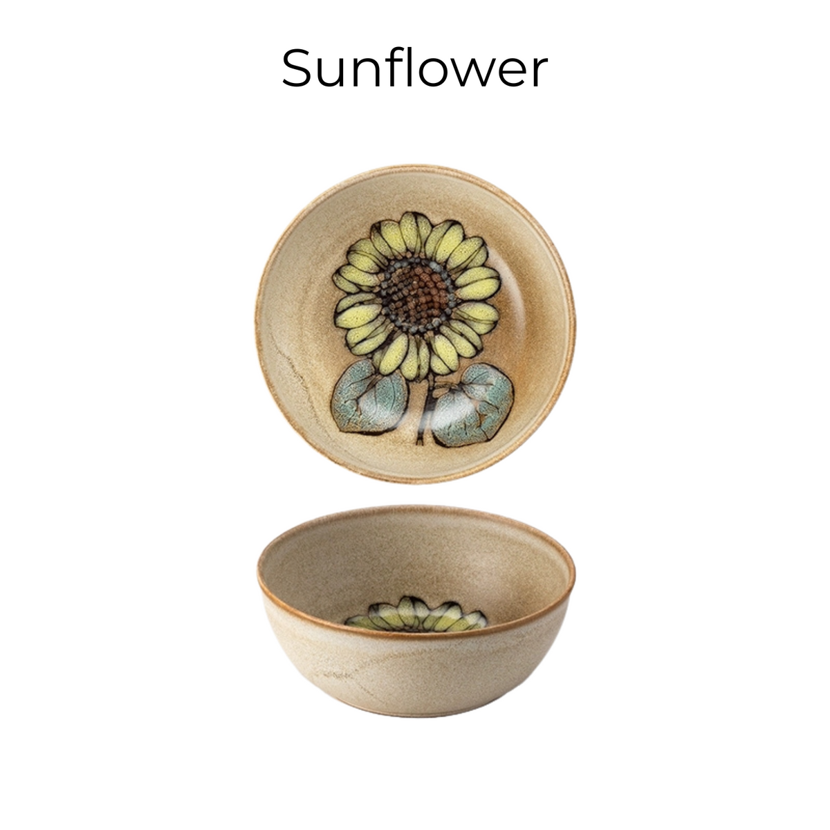 Ceramic Floral Bowl – Nunobiki Ware Hydrangea & Sunflower