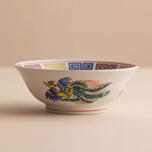 Japanese Ramen Bowl – Mino Ware Dragon & Phoenix Ceramic