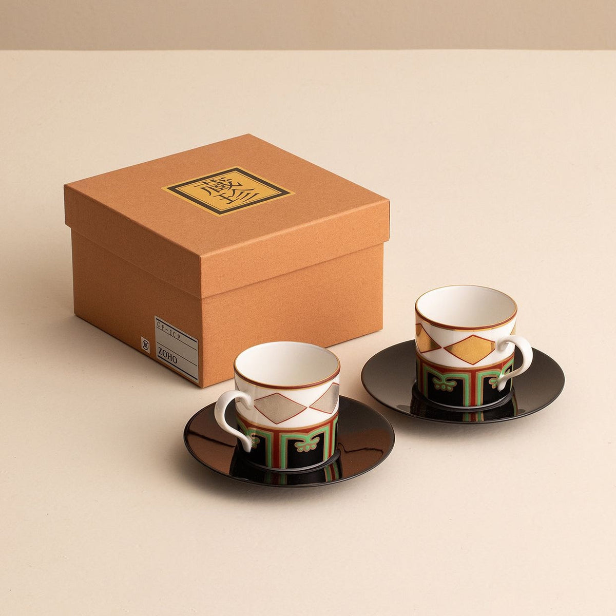 Japanese Couple Tea Cup Set – Mino Ware Gold Silver Diamond
