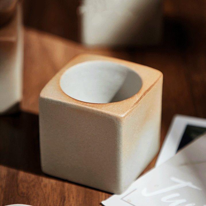 Coffee Cup Ceramic Cone Shape Handcrafted with Stand 4 Colors