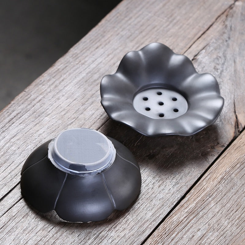 Purple Clay Lotus Tea Strainer Black Clay Gongfu