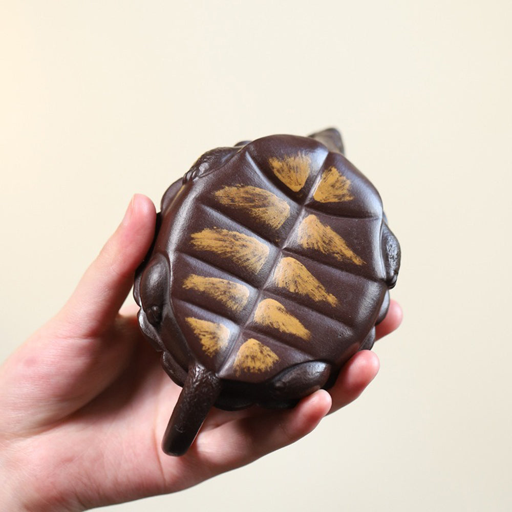 Novelty Teapot Turtle Yixing Bai Mu Purple Clay 210ml Gift