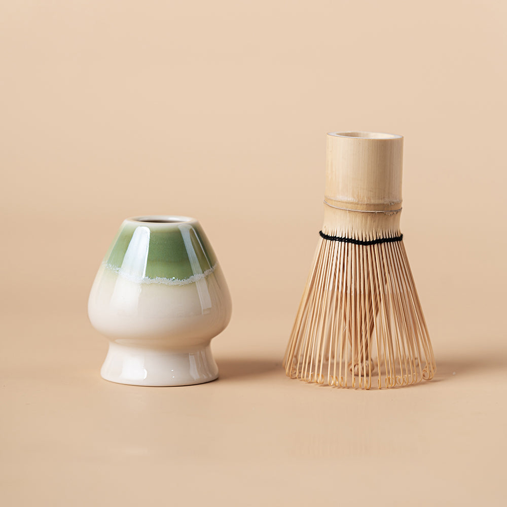 Matcha Tea Set Green Glaze Ceramic Chawan Whisk Kit
