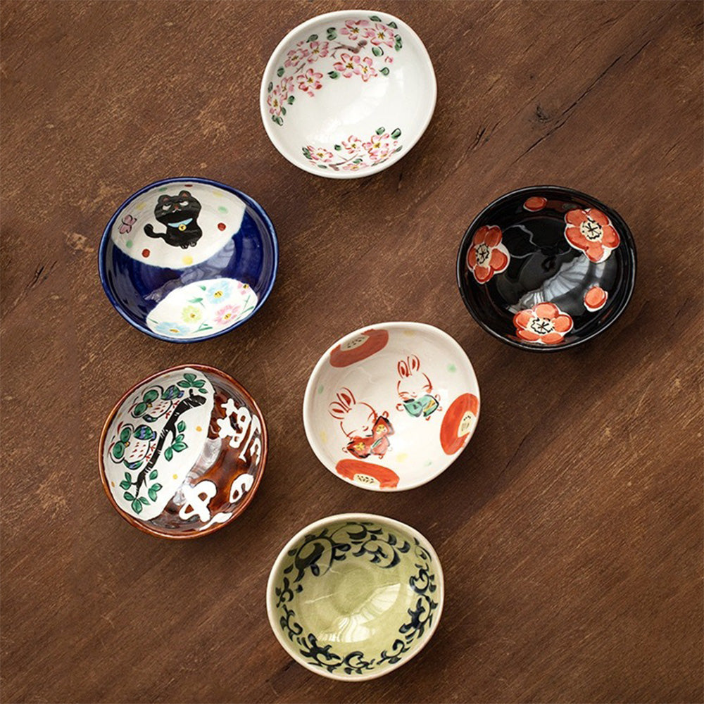 Mini Bowl Set of 6 Japanese Mino-Yaki Yudachi Kiln 90ml Wooden Box