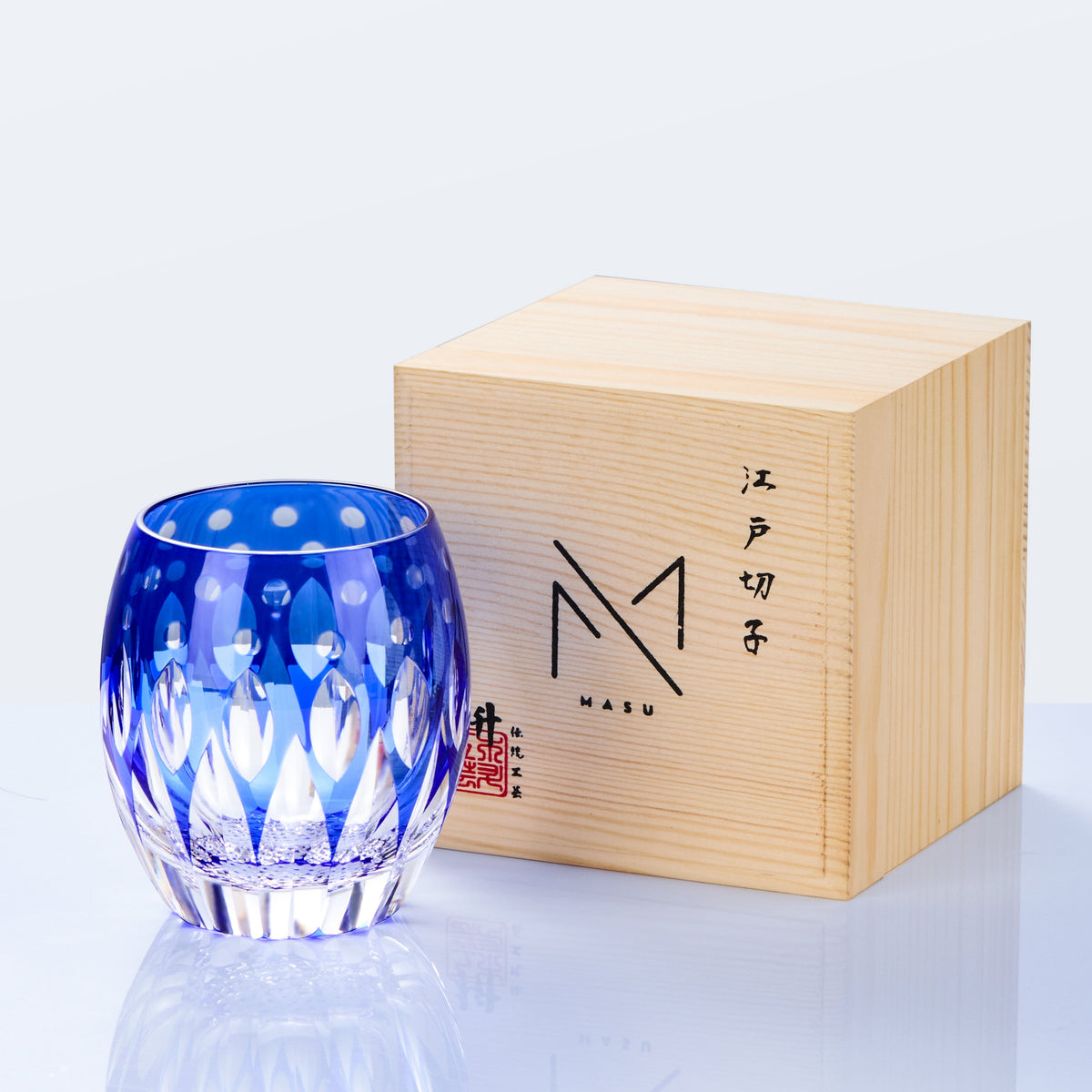 Whiskey Glass Edo Kiriko Tama-no-Shizuku | Aka & Ruri Crystal