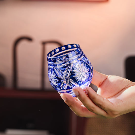 Japanese Whiskey Glass Edo Kiriko Hoshi-no-Kagayaki Starburst Hand-Cut Crystal | Artisan Glassware