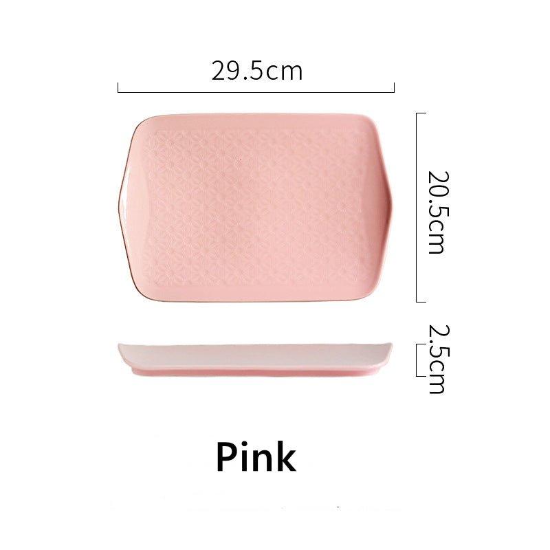 Ceramic Serving Platter | Japanese Floral Pattern Rectangular Dish