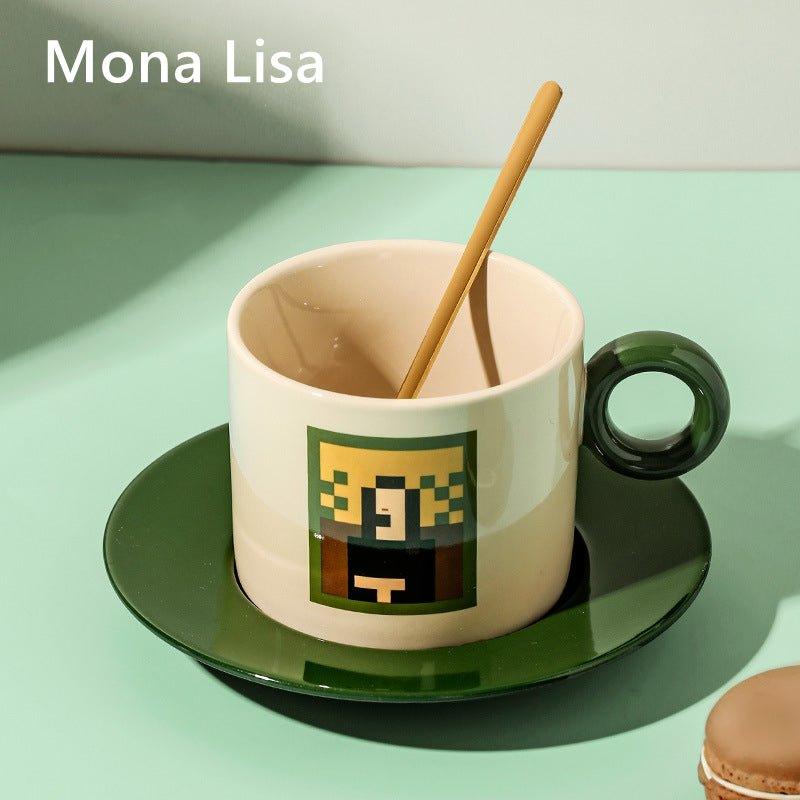 Coffee Cup Set Ceramic Mosaic Art Design – Cup Saucer & Teaspoon | Starry Night, Mona Lisa & More
