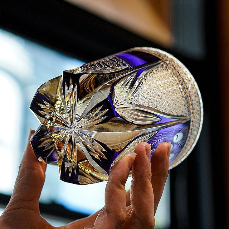 Whiskey Glass Violet Peacock – Edo Kiriko Handcrafted Crystal
