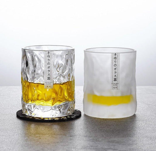 Whiskey Glass Edo Kiriko Glacier Frost Japanese Hand-Cut with Wooden Box
