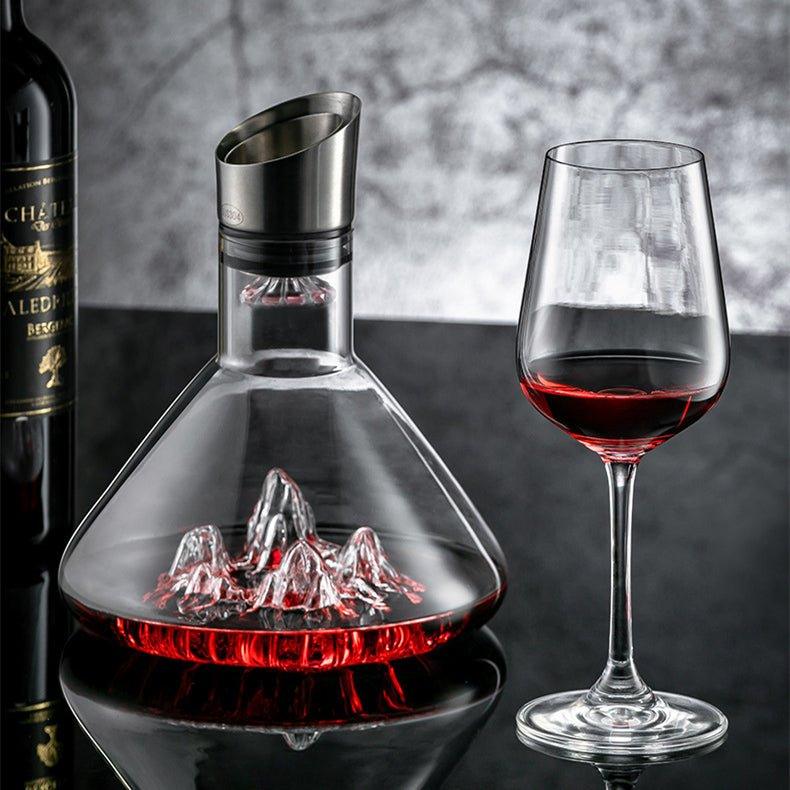 Wine Decanter Hand Blown Glass Fuji Cascade Aerating Carafe