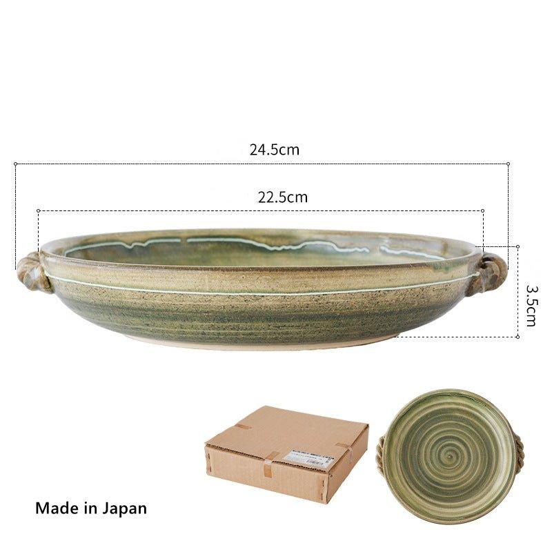 Ceramic Plate Japanese Handcrafted Curved Swirl Design Serving and Decorative Plate