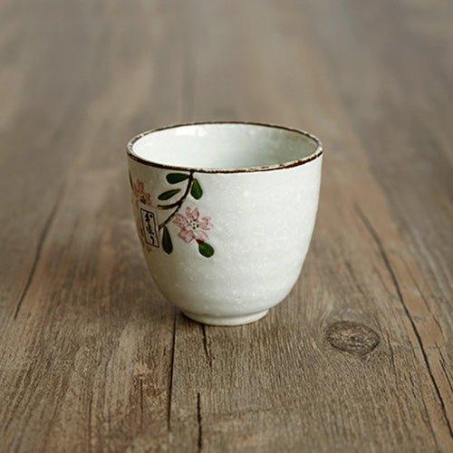 Ceramic Tea Set Japanese Handcrafted Glazed Sakura Teapot and 5 Cups Cherry Blossom Gift Set
