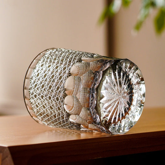 Chrysanthemum Whiskey Glass Royal | Edo Kiriko Hand-Carved Crystal