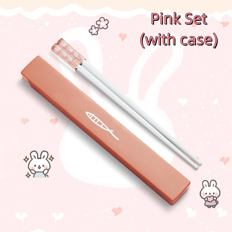 Kids Chopsticks with Case – Bunny Design Children Training Chopsticks BPA-Free