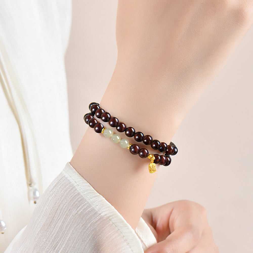 Jade Bead Bracelet Sandalwood Hetian Natural 6mm
