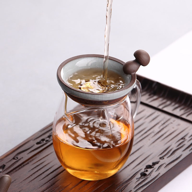 Ge Kiln Ceramic Tea Strainer with Holder 8 Styles