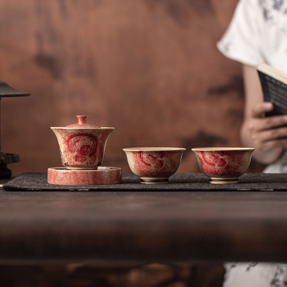 Gaiwan Tea Set – Dunhuang Dragon Girl Ceramic Gongfu Tea Bowl