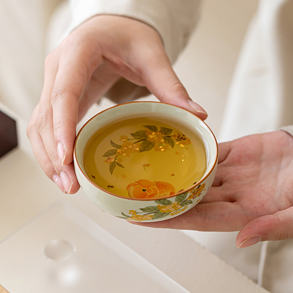 Travel Tea Set Ceramic Osmanthus Koi Portable Gongfu Kit
