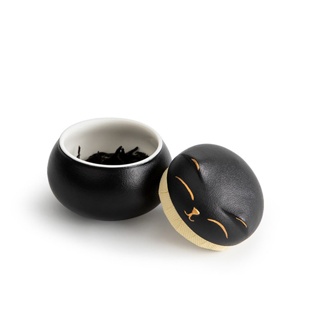 Tea Caddy Set of 3 Ceramic Maneki Neko – Lucky Cat
