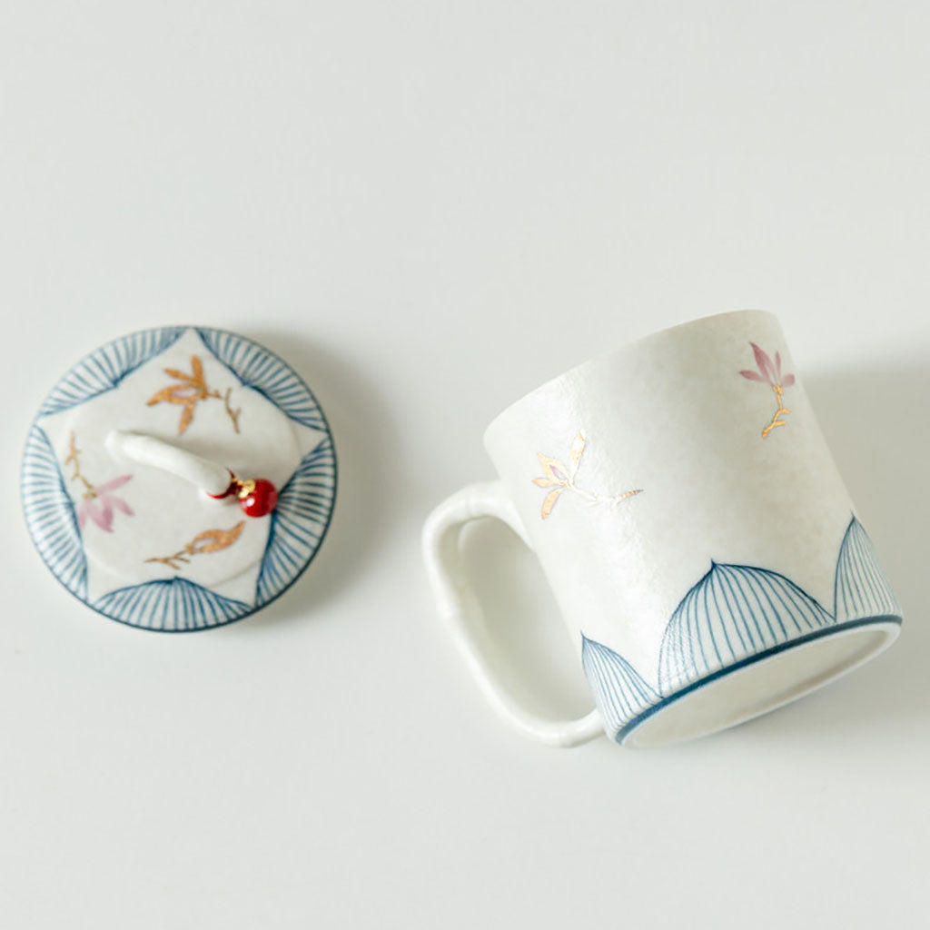 Ceramic Tea Cup Bamboo White Glaze Orchid Gold Mountain 190ml