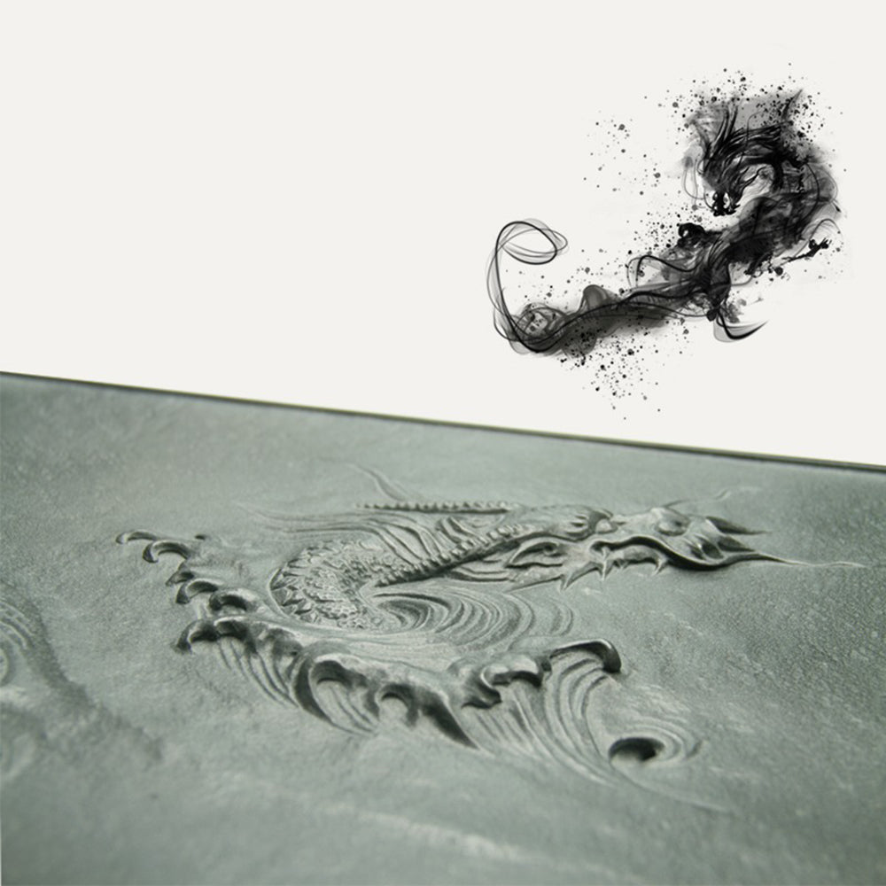 Dragon Relief Tea Tray | Black Stone Hand-Carved Gongfu
