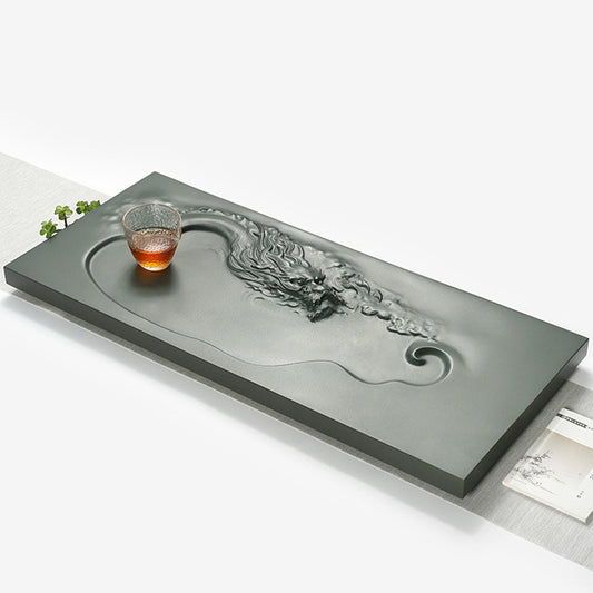 Stone Tea Tray Dragon Carving Tianluo Green Gongfu 3 Sizes