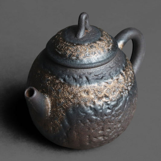 Teapot | Dehua Kiln Gold Glaze Hammered Stone Texture
