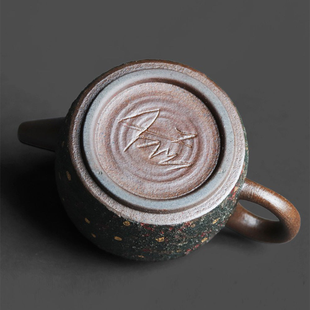 Green Sand Teapot | Gold Speckle Mineral Rock Dezhong 350ml