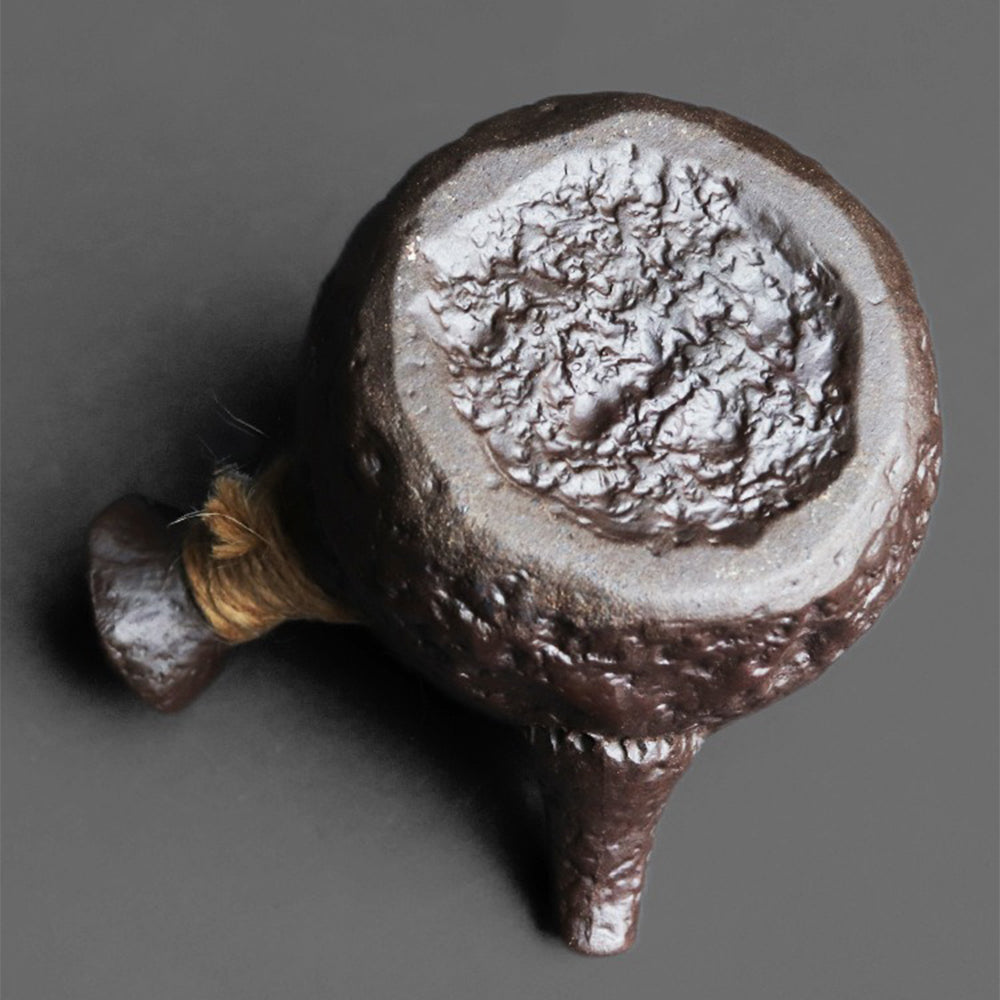 Kyusu Teapot Japanese Stone Texture Rock Clay 200ml Hemp Rope Handle