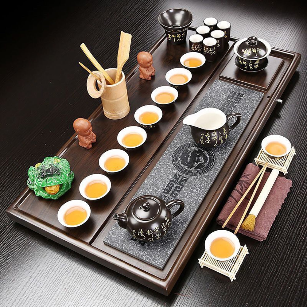 Gongfu Tea Set | Black Kaolin Tang Poetry Calligraphy