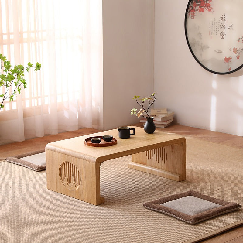 Low Tea Table Paulownia Wood Carved Landscape 8 Sizes
