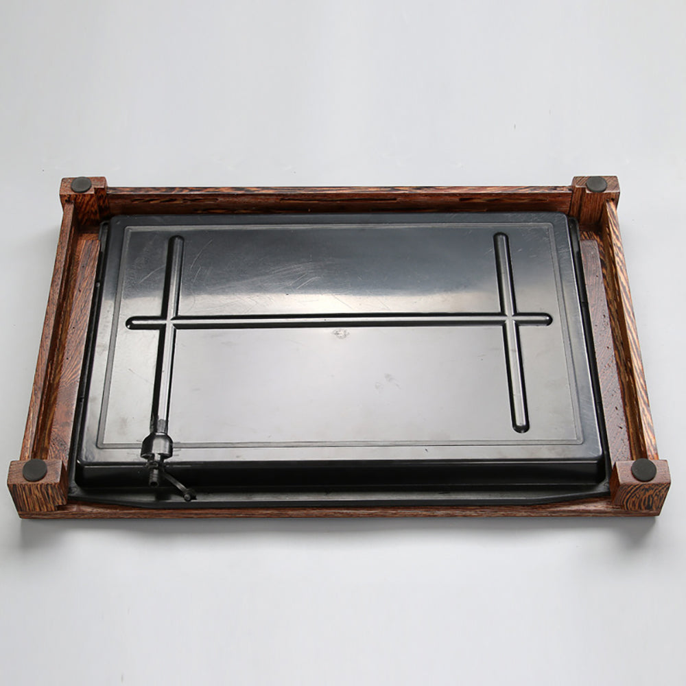 Wood Tea Tray with Drainage – Bamboo Stripe Pattern
