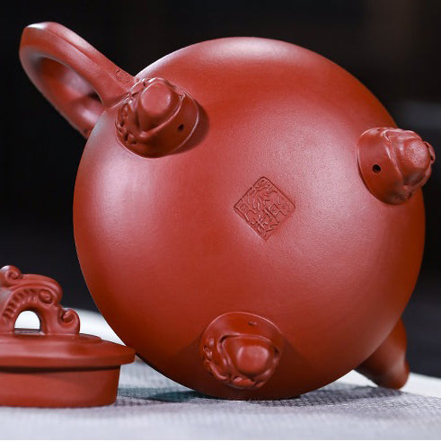 Dragon Teapot Three-Legged Dahongpao Red Clay Yixing 275ml