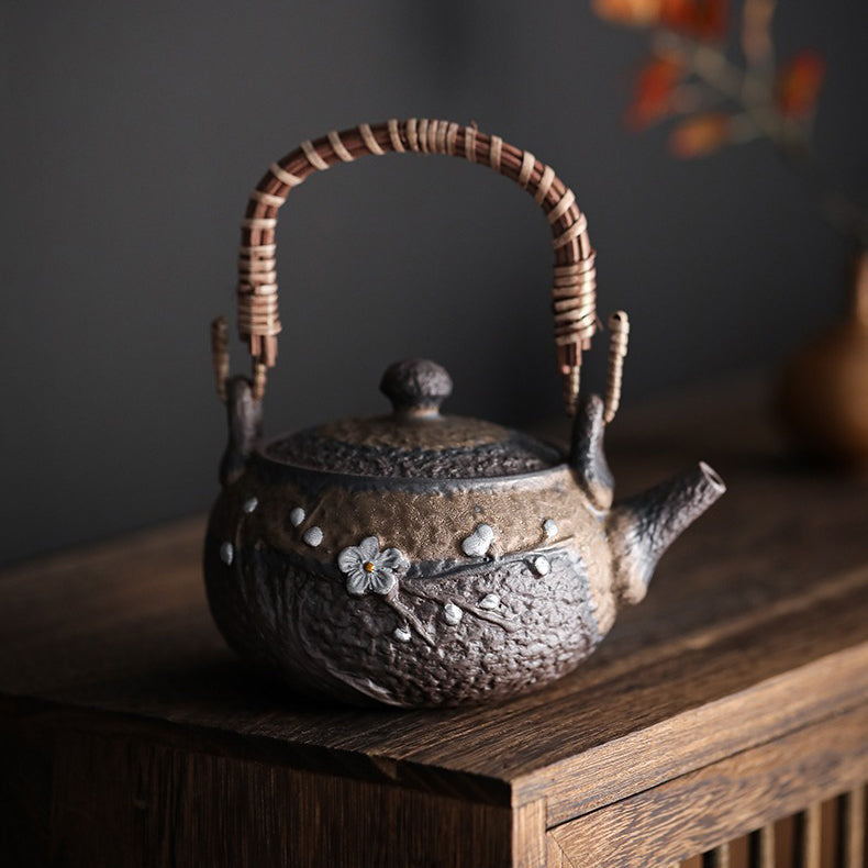 Iron Glaze Teapot Japanese Handmade Coarse Pottery 300ml