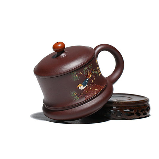 Magpie Tea Cup Yixing Purple Clay Lidded Zisha 320ml Gift