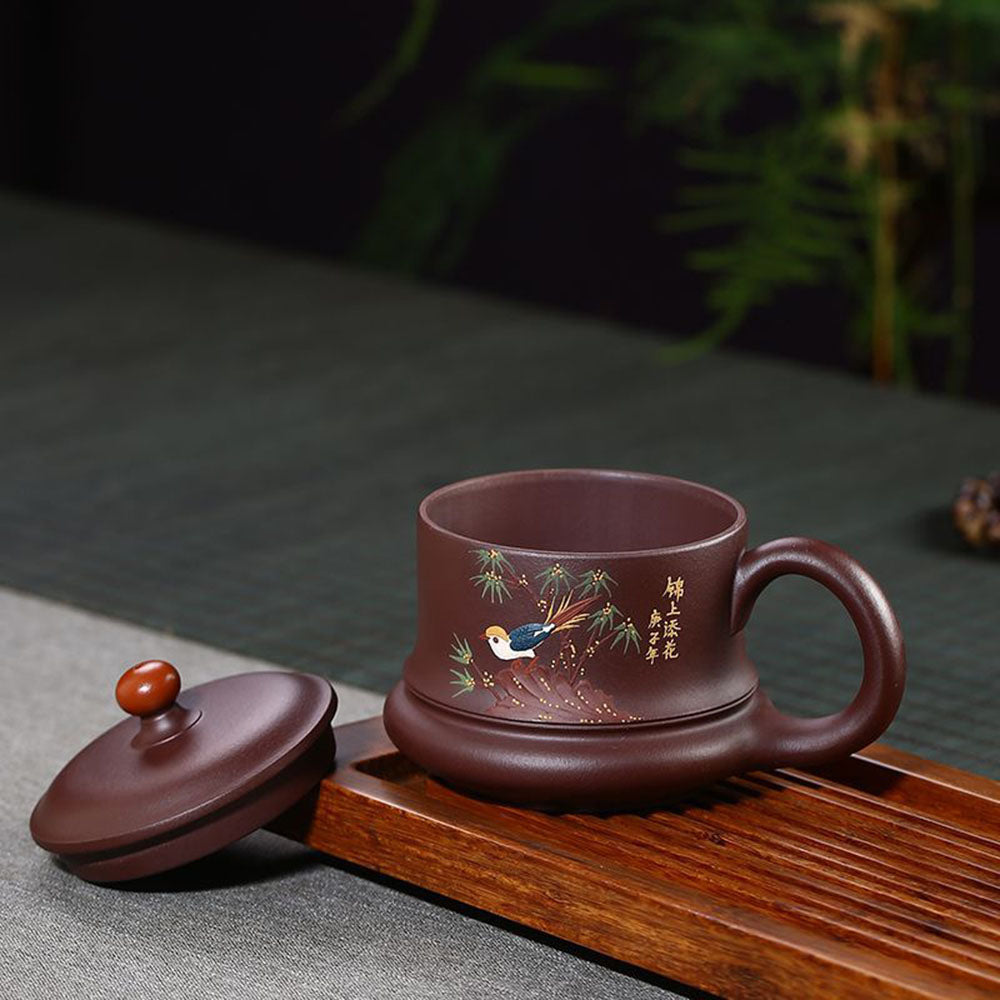 Magpie Tea Cup Yixing Purple Clay Lidded Zisha 320ml Gift
