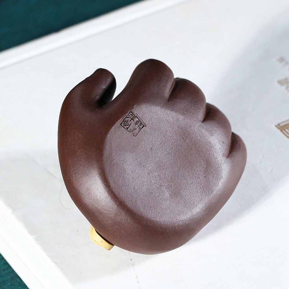 Money Toad Tea Pet Yixing Clay Hand Holding Wealth Fortune Tray