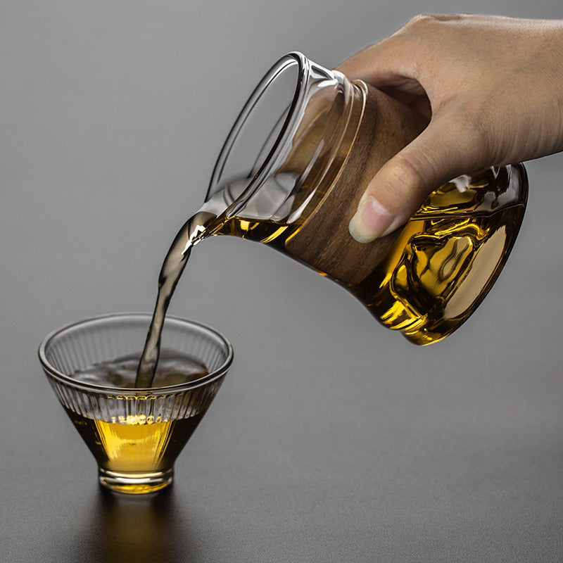 Glass Tea Pitcher Bamboo Handle | Fair Cup 265ml 2 Styles