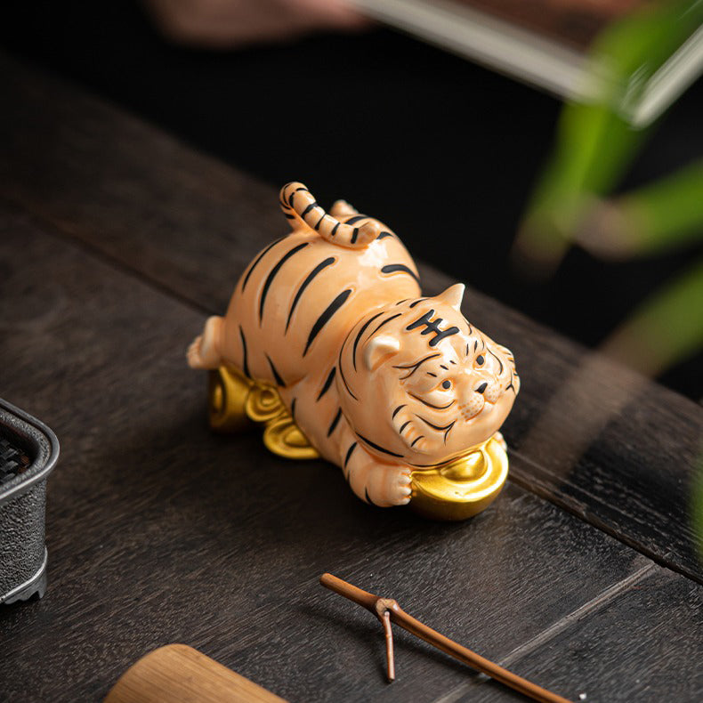 Tiger Ceramic Tea Pet Auspicious | Chinese Tea Tray Ornament