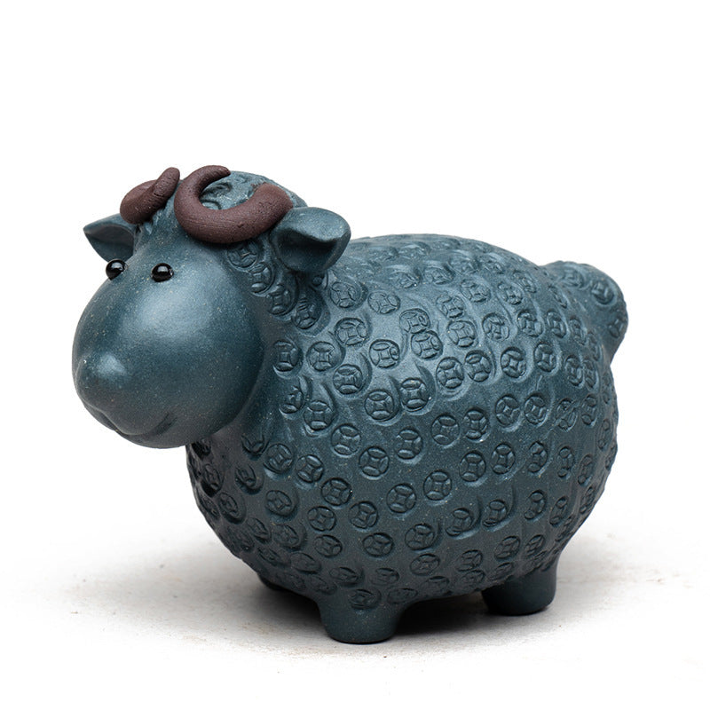 Sheep Tea Pet Yixing Clay Copper Coin Magnetic Eyes 4 Colors