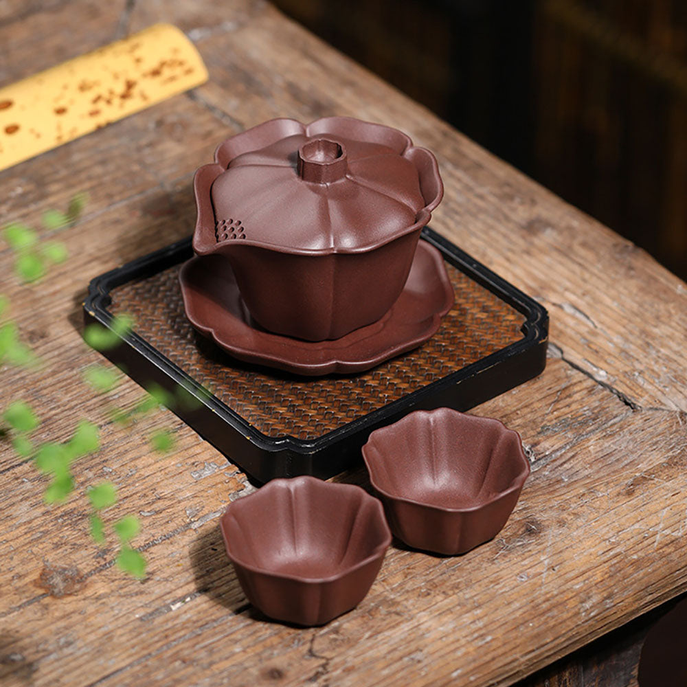 Gaiwan Yixing Lotus Clay Covered Cup Tea Bowl 180ml