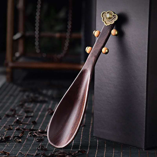 Ebony Wood Cha He Tea Holder — Pipa Style